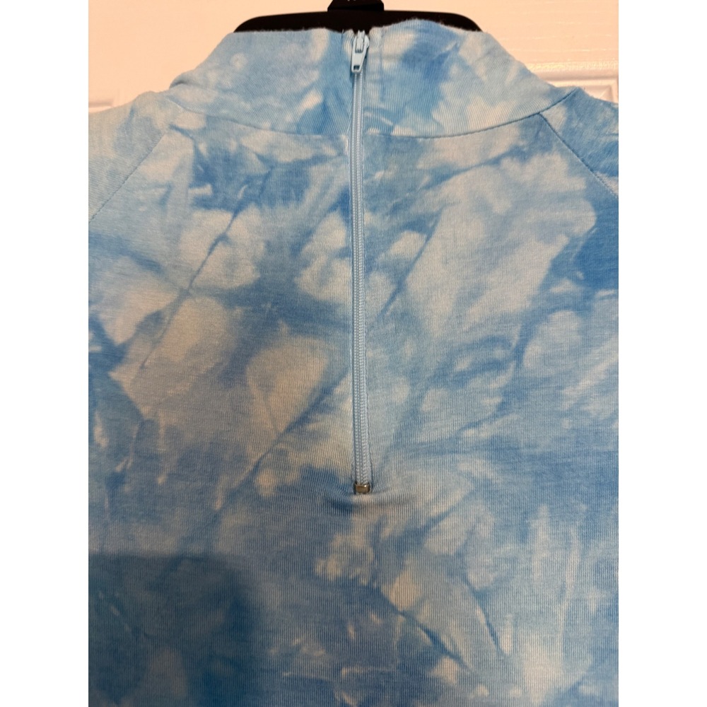 Fashion Nova Blue Tie Dye Mock Neck Ruched Maxi Dress XL Long Sleeve Bodycon - Picture 3 of 7